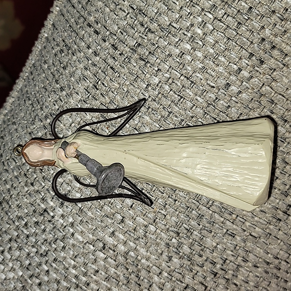 Angel Christmas Ornament Holding Horn (stands like figurine too)